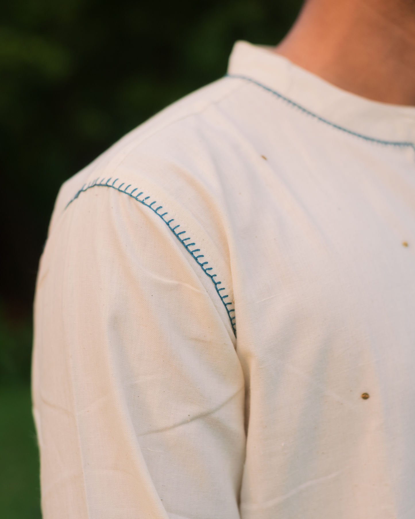 chand kurta in blue thread work