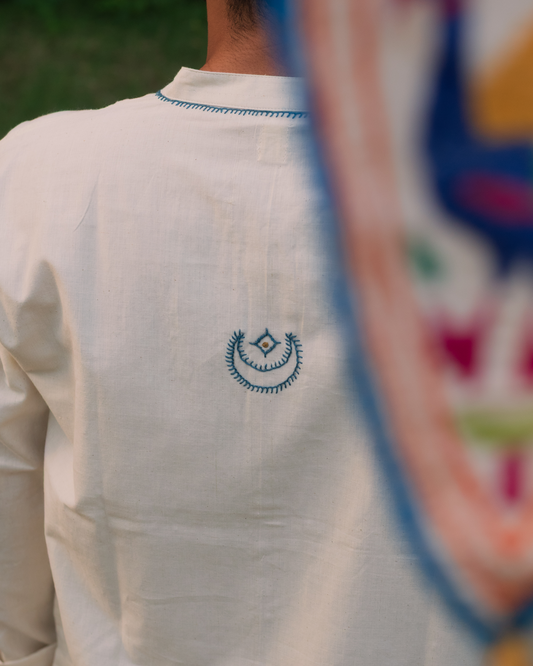 chand kurta in blue thread work