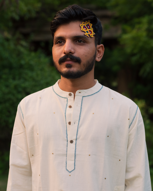 chand kurta in blue thread work