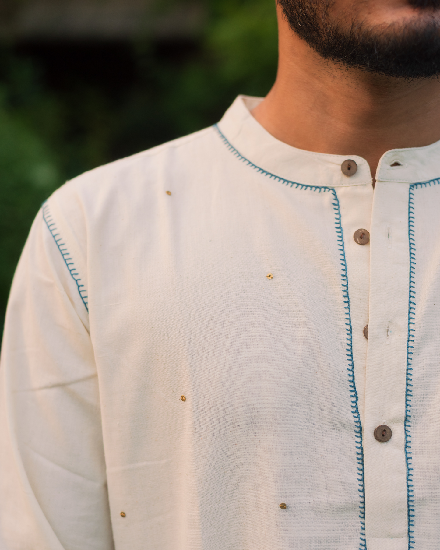chand kurta in blue thread work