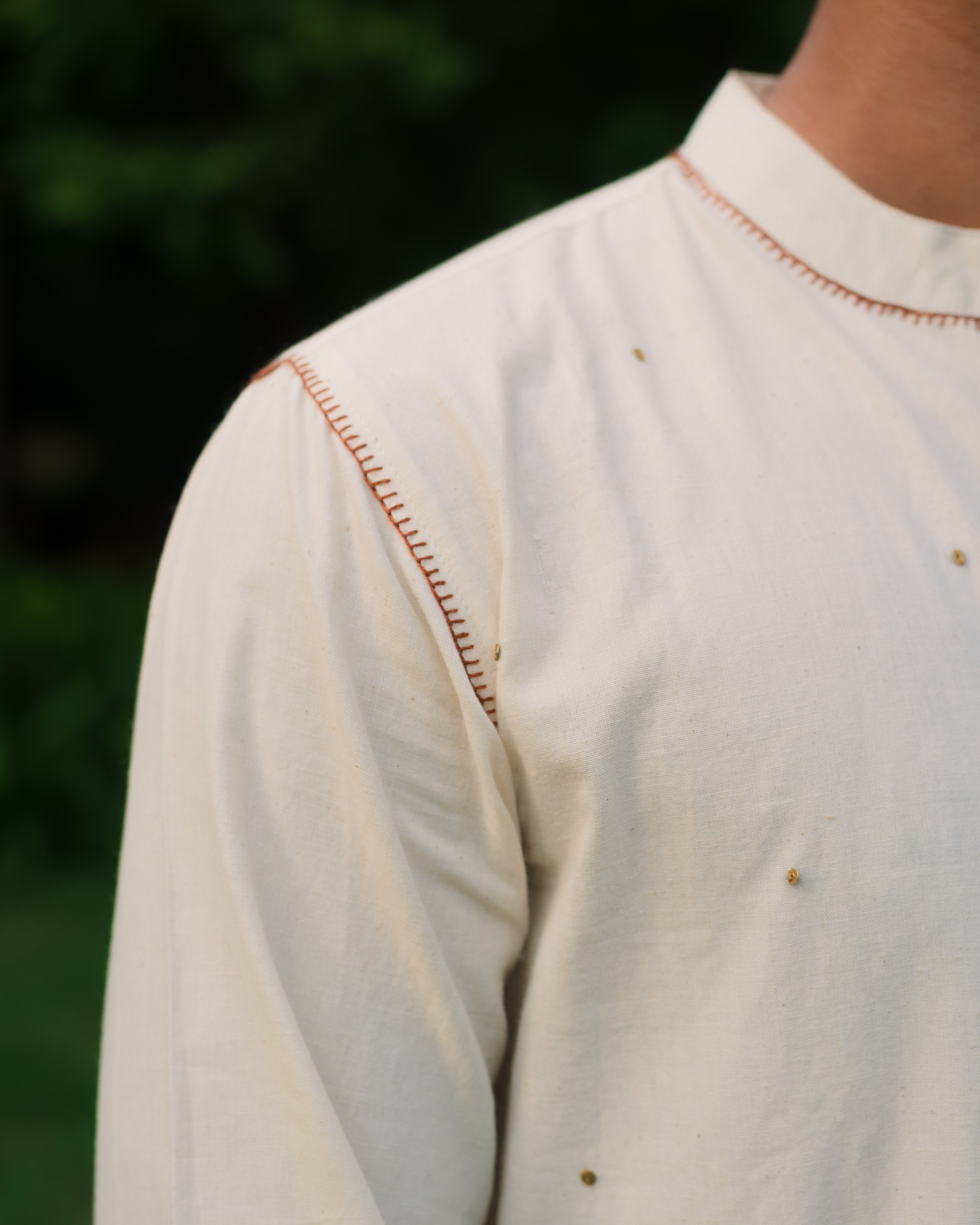 chand kurta in brown thread work