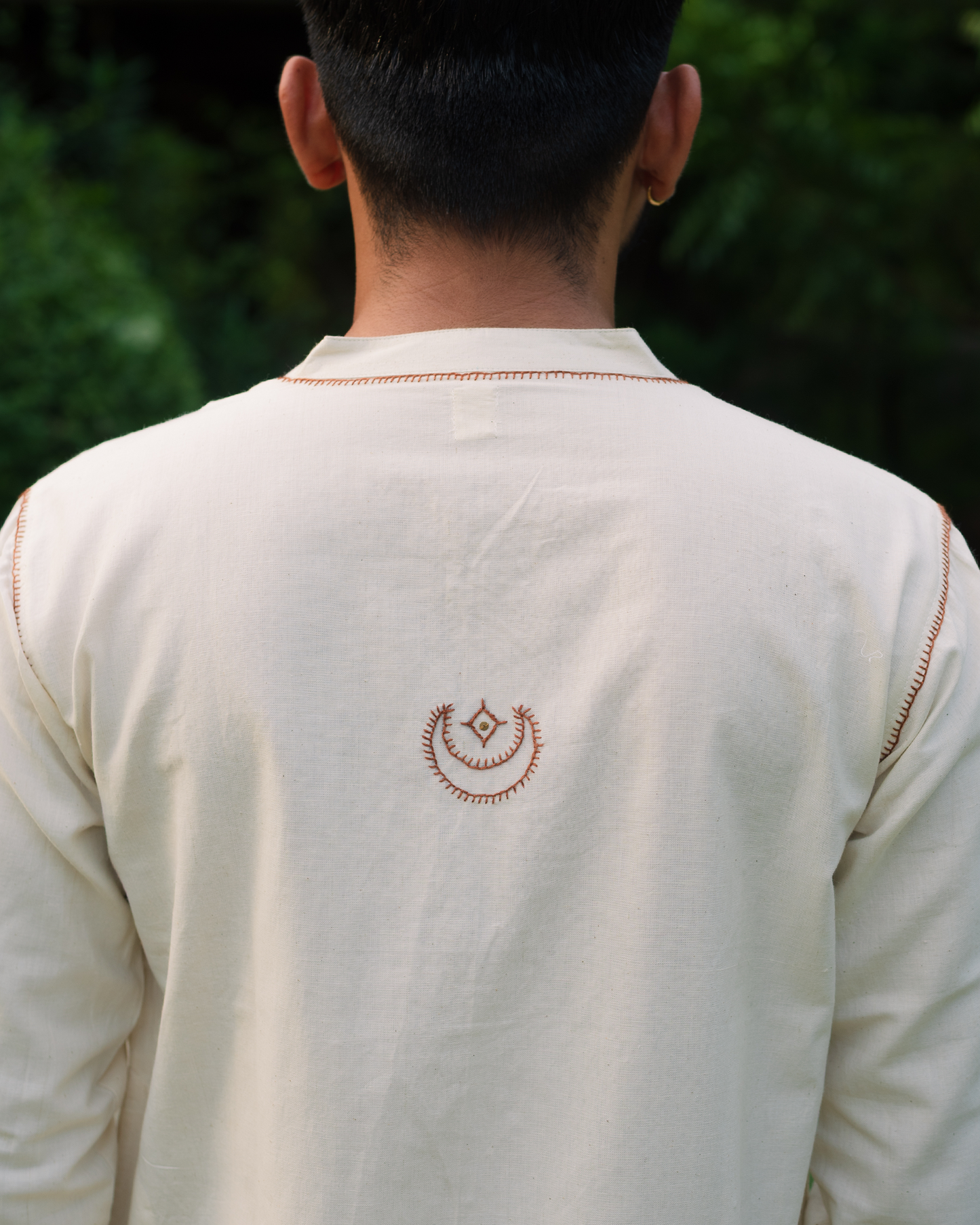 chand kurta in brown thread work