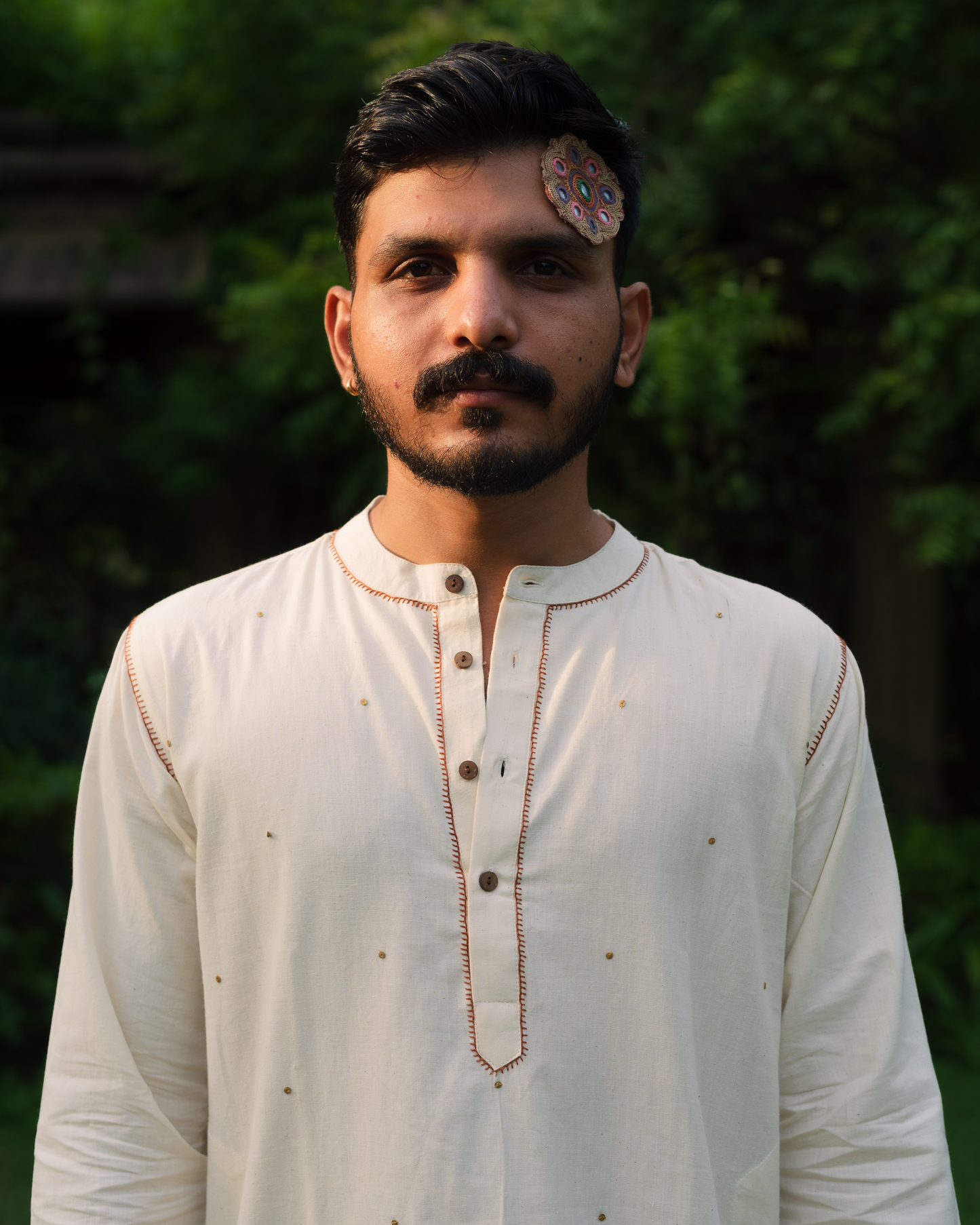 chand kurta in brown thread work